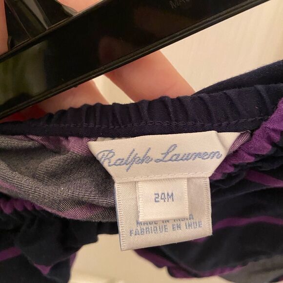 Ralph Lauren Striped Fit n Flare Dress Navy Blue and Purple Girls Size 24 Months - Picture 11 of 12